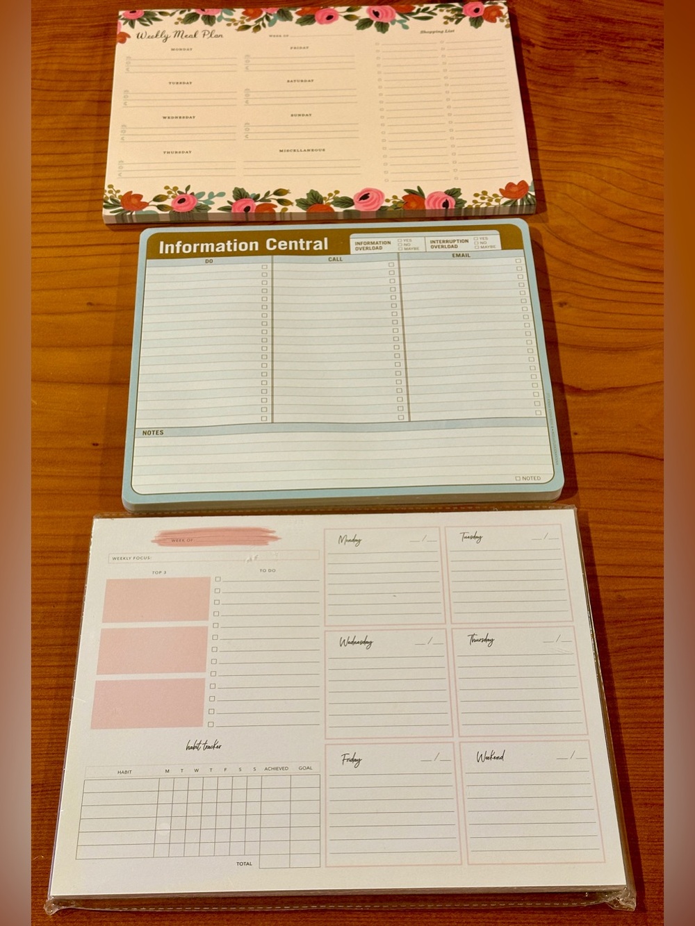 Lot 3 Desktop Notepads Weekly Meal Plan Habit Tracker Daily Priorities Desk Pad